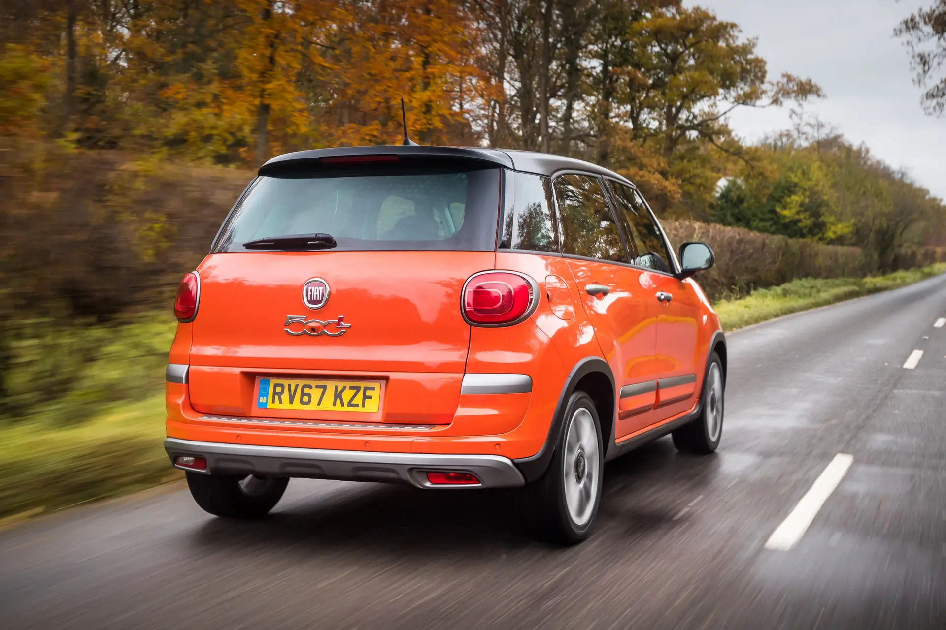 Fiat 500L Review 2023: exterior rear three quarter photo of the Fiat 500L on the road 