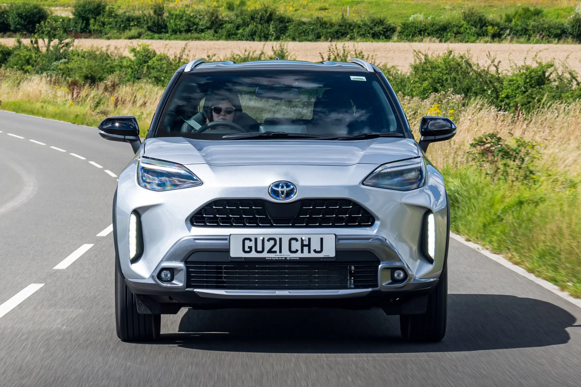 Toyota Yaris Cross Review 2023: silver car front moving