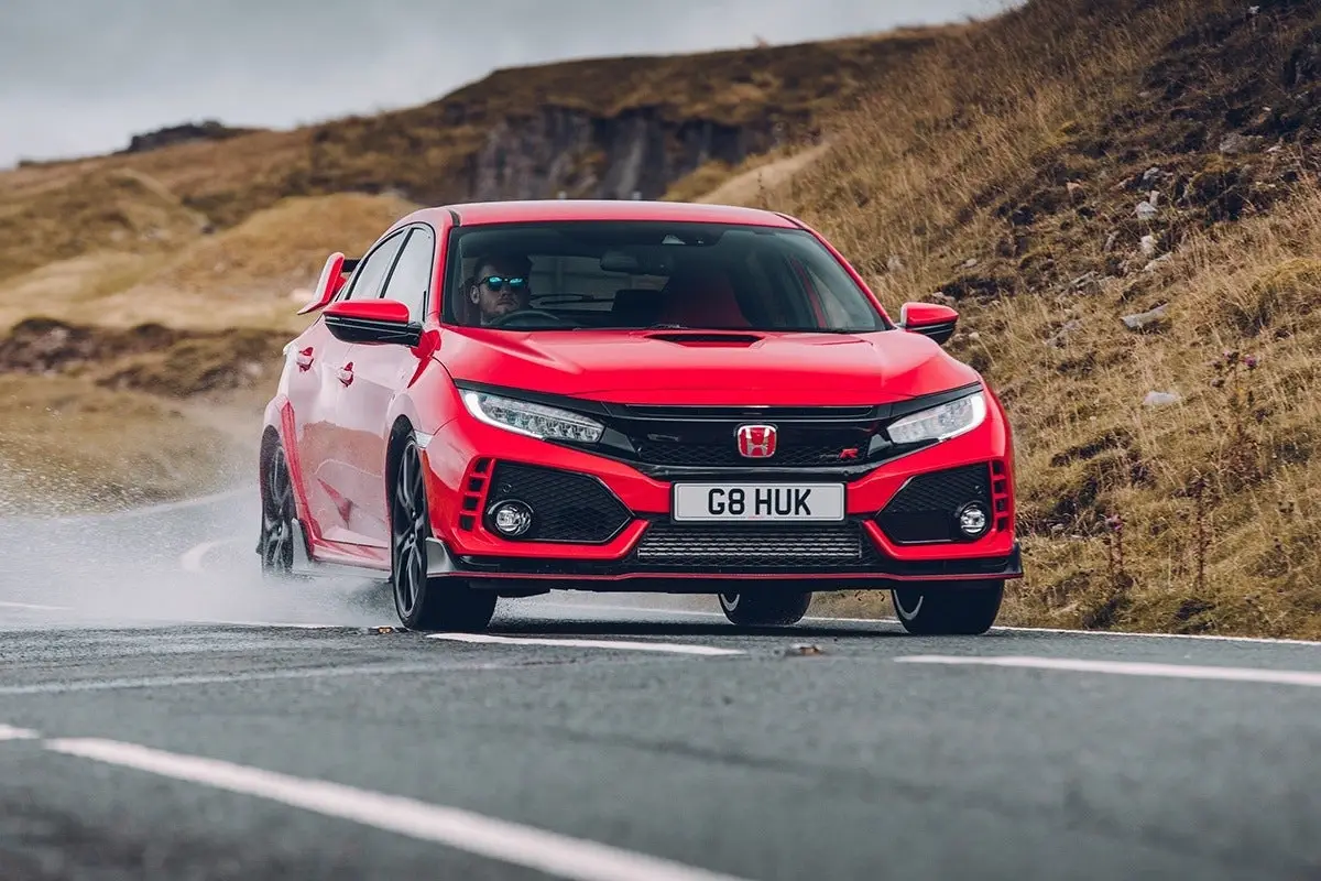 Honda Civic Type R (2017-2021) Review: exterior front photo of the Honda Civic Type R on the road