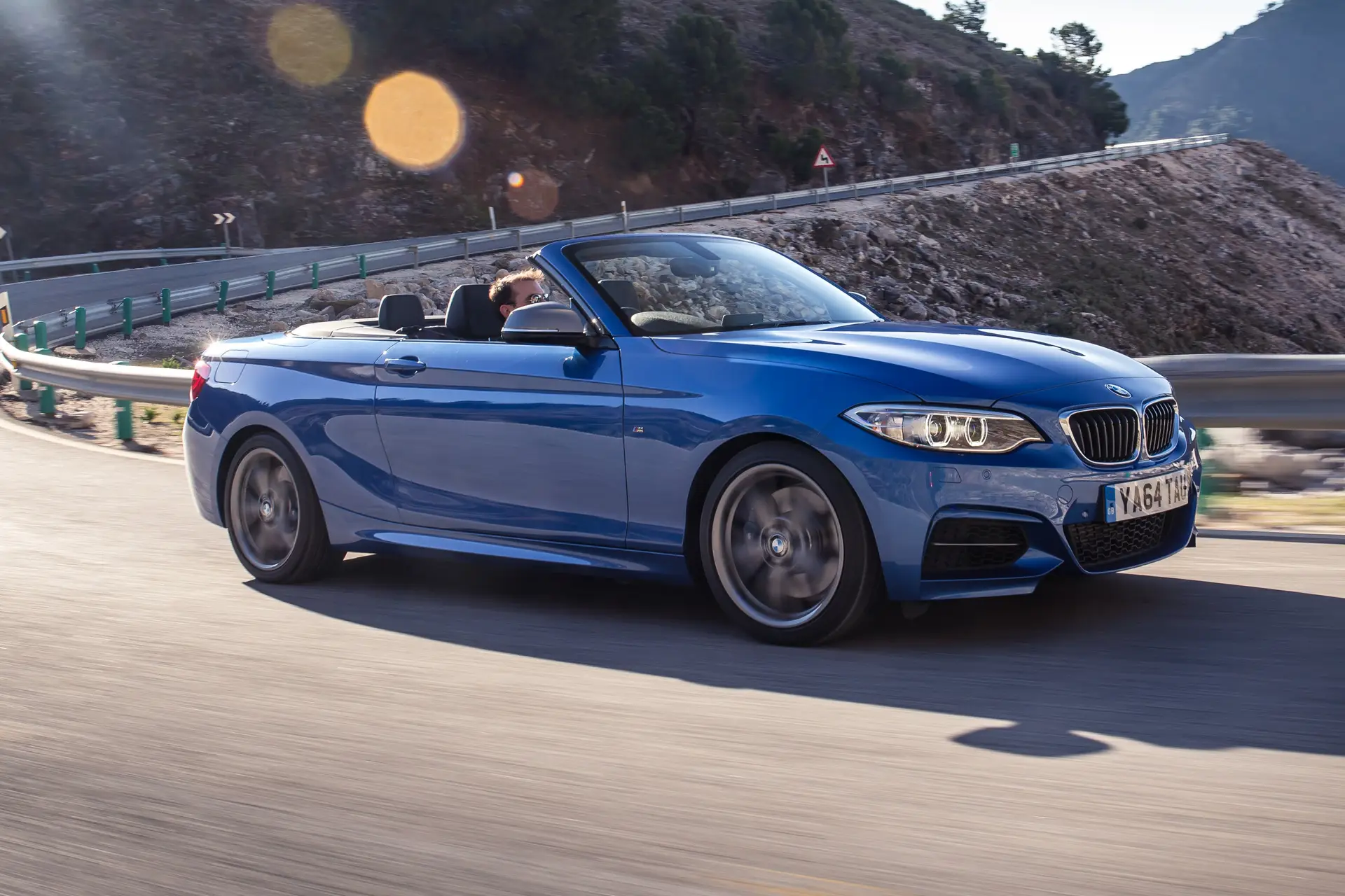 BMW 2 Series Convertible Review 2023: exterior front three quarter photo of the BMW 2 Series Convertible on the road
