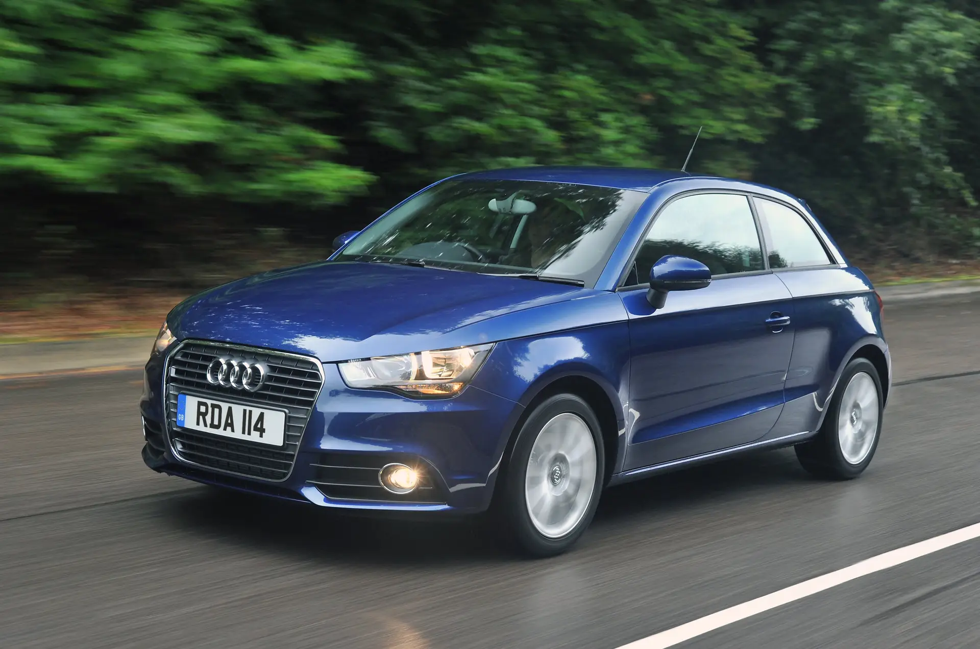 Audi A1 (2010-2015) Review: exterior front three quarter photo of the Audi A1 on the road