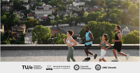 A group of people run on a roof