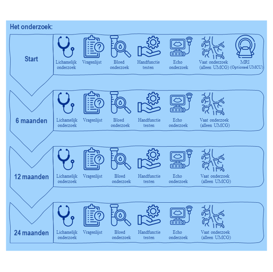 Inforgraphic over het verloop van de onderzoeken bij de HANDSOME studie