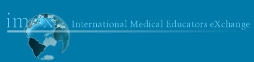 IMEX-logo, met wereldbol en de tekst: International Medical Educators eXchange