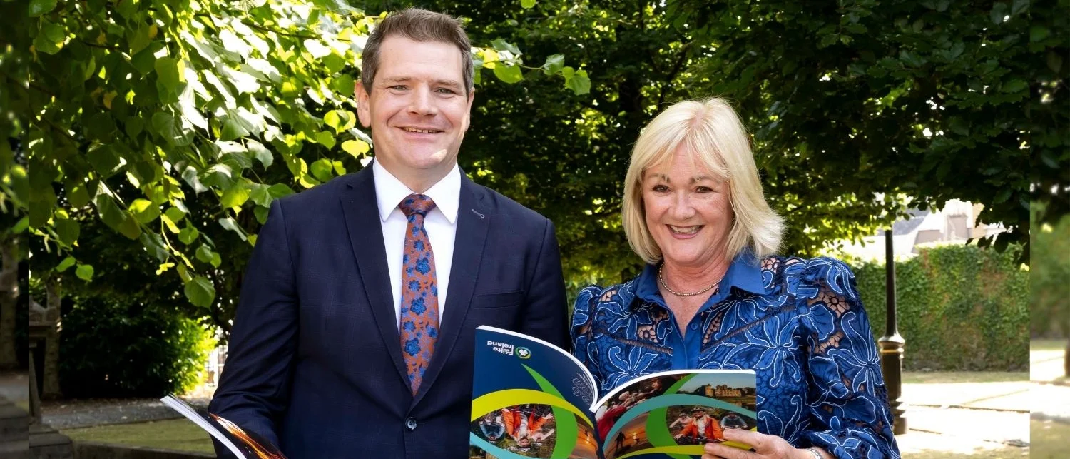 Minister for Enterprise, Tourism and Employment, Peter Burke TD, and Ruth Andrews, Chairperson of the Fáilte Ireland Authority, at the launch of Fáilte Ireland's Corporate Strategy 2026–2029.