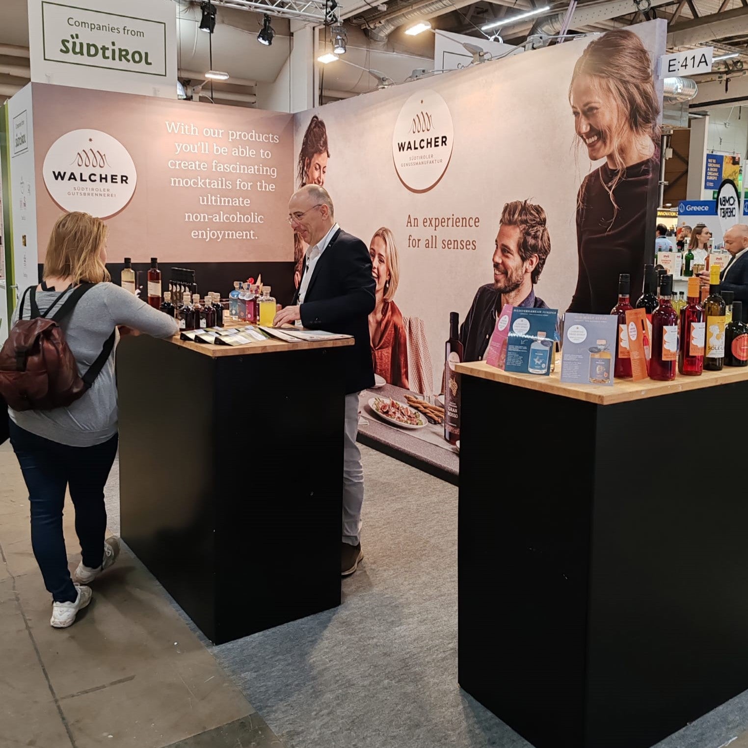 A trade fair booth of Walcher with spirits
