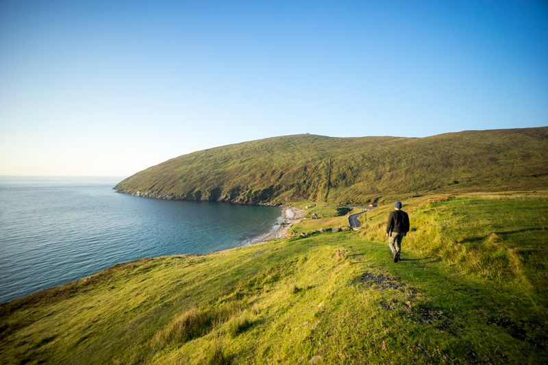 Keem Bay's sandy beach on Achill Island in County Mayo.