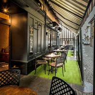 Entrance and seating area to Marble City Tearooms on Kieran Street Kilkenny