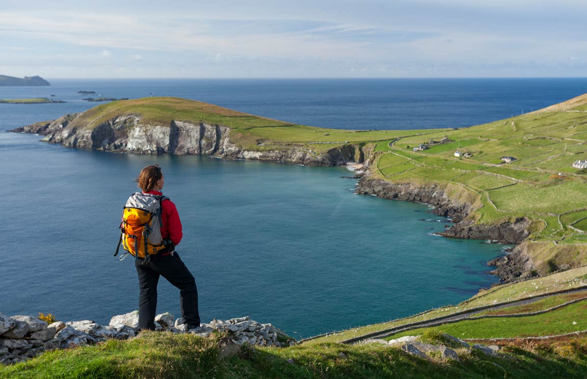 A hiker at Slea Head in County Kerry