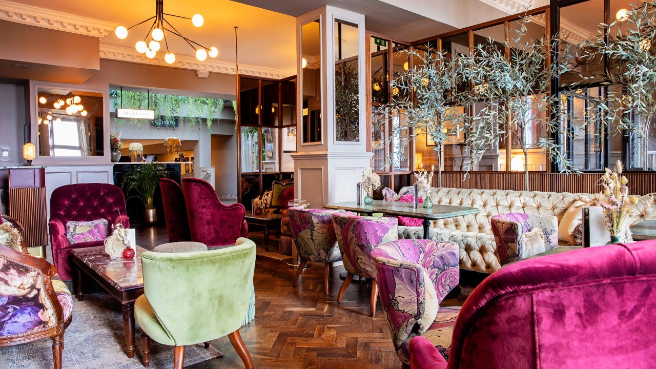 Seating area with tables and chairs