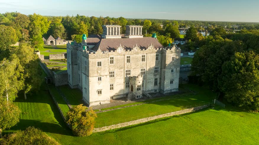 Aerial view of Portumna Castle and Gardens in County Galway