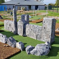 Model of Rock of Cashel in a mini golf course