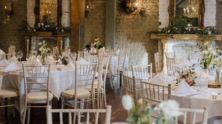 A view of the wedding reception room at Wright's Anglers Rest
