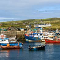 Boats in a harbour on The Ring of Kerry, County Kerry