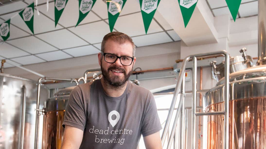 A staff member in the brewery of Dead Centre Brewing, Athlone, Co. Westmeath