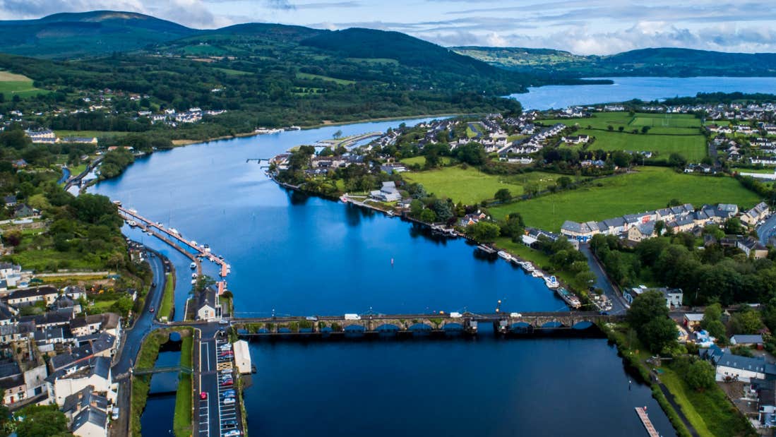 Aerial view of the 18th century bridge in Killaloe & Ballina