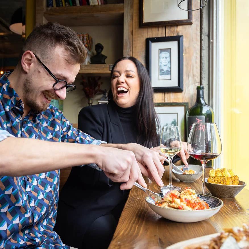 A couple enjoying a meal at Cava Bodega in Galway city