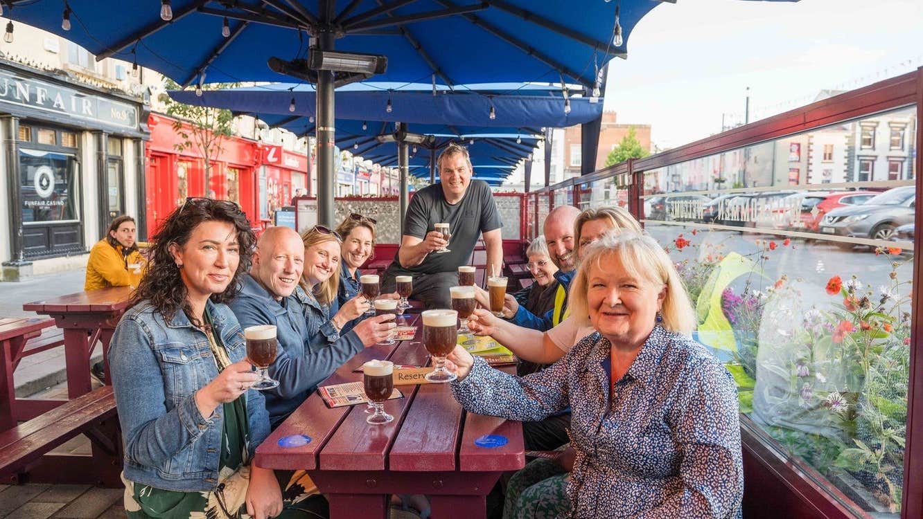 A group of people enjoying drinks in Dungarvan
