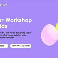 Poster in for Easter Workshop for Kids at Rediscovery Centre with simple egg and chicken egg.