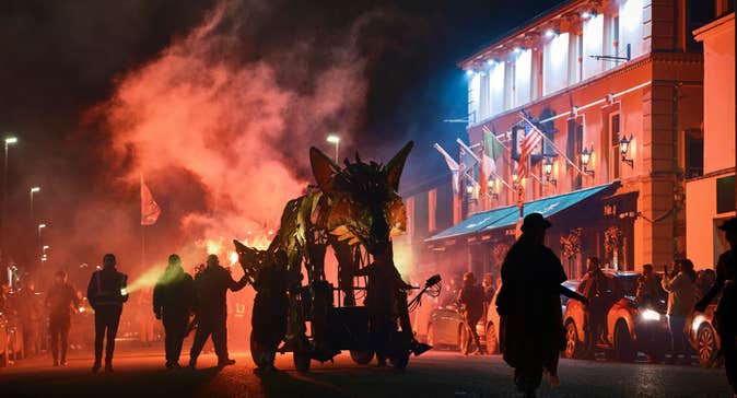 parade in longford town at dead of night festival