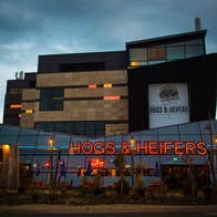 The exterior view of Hogs and Heifers restaurant