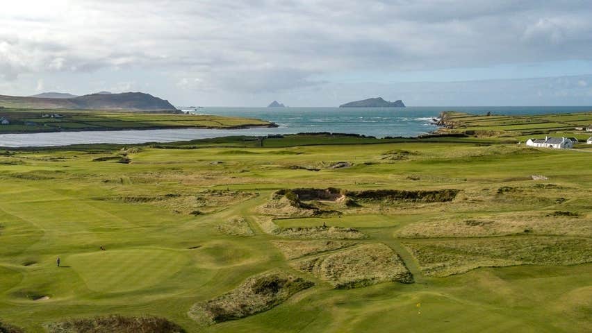 View over a golf course and out to sea