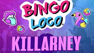 Poster for Bingo Loco Killarney in blue and purple.