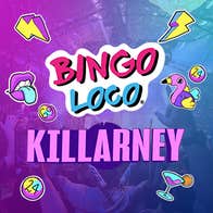 Poster for Bingo Loco Killarney in blue and purple.