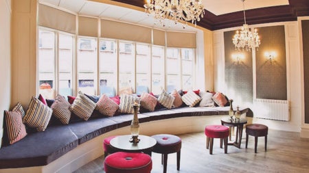 A view of the seating area at The Buff Day Spa