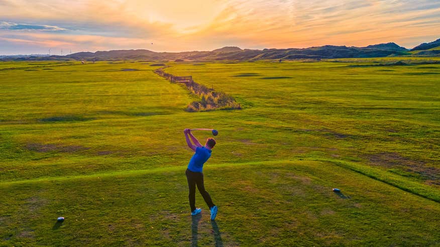 A golfer at Enniscrone Golf Club, Co Sligo