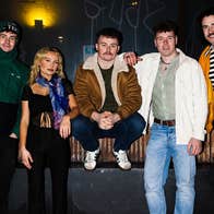 CLADA Live at Belvedere, a group of 4 men and a woman at night.