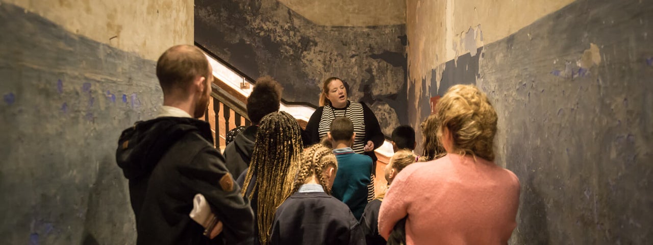 School students on a tour of 14 Henrietta Street