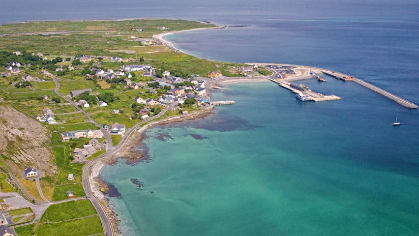 Aerial view of the island shore