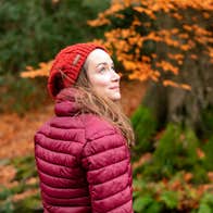 A woman in a forest in autumn