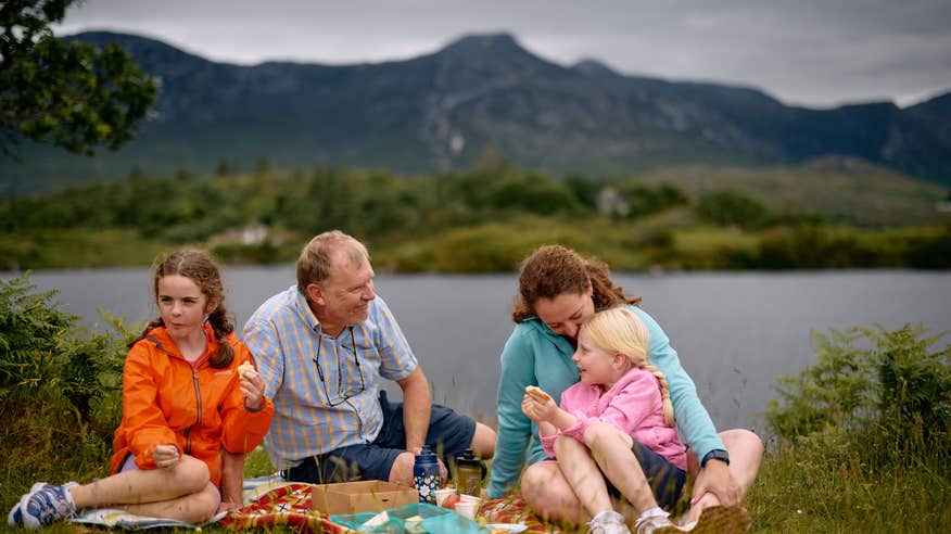 Family having a picnic in Connemara.