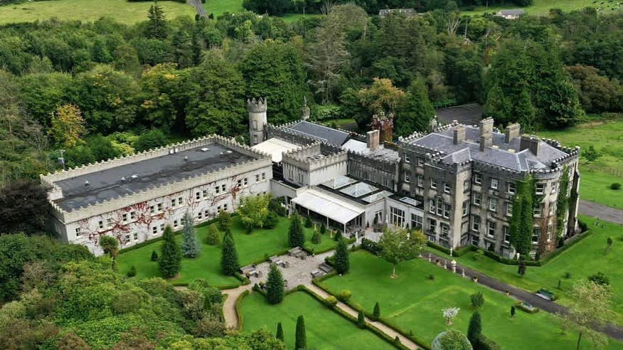 Aerial view of Ballyseede Castle in Kerry