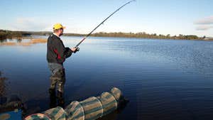 A man fishing on Lough Gowna