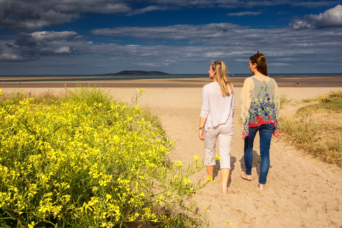 Two women on Malahide Beach in County Dublin