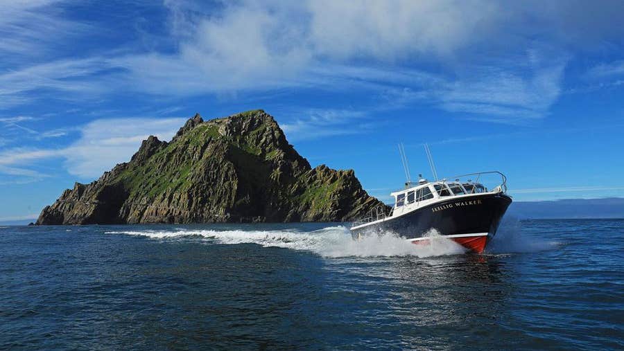 The Skellig Coast Adventures boat leaving Skellig Michael