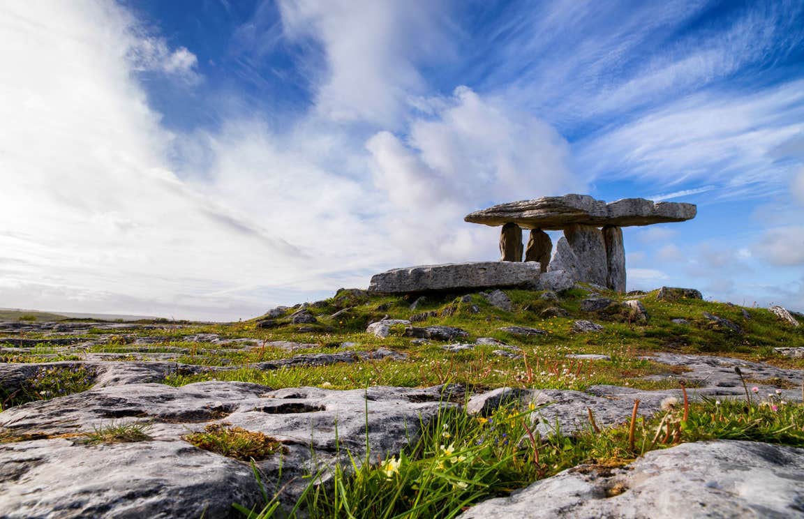 Blue skies above the Burren and Poulnabrone Dolmen, Clare