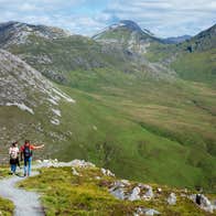 Hikers on Diamond Hill in Connemara, Co Galway