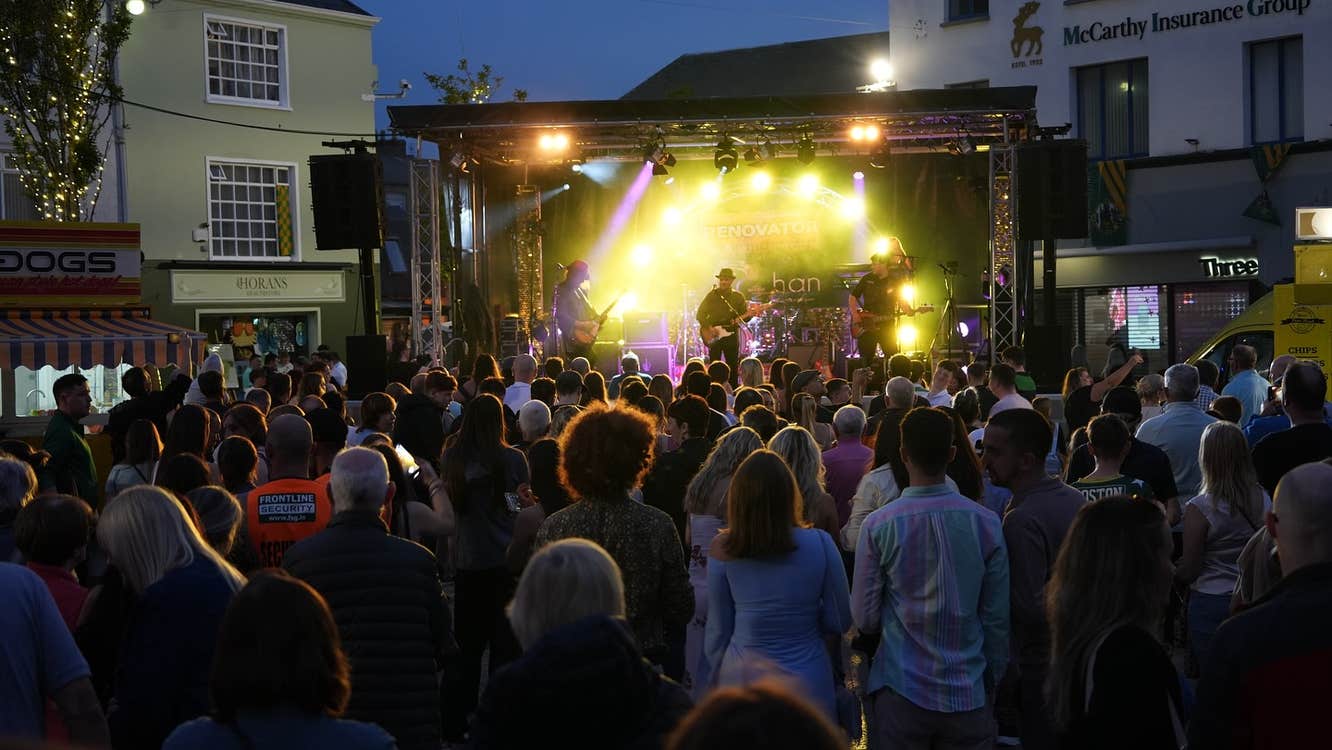Band performing on the Square Stage in Tralee as part of Féile Thrá Lí Tralee Street Fest.