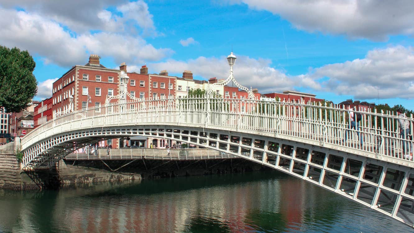 The ha'penny bridge over the River Liffey in Dublin City