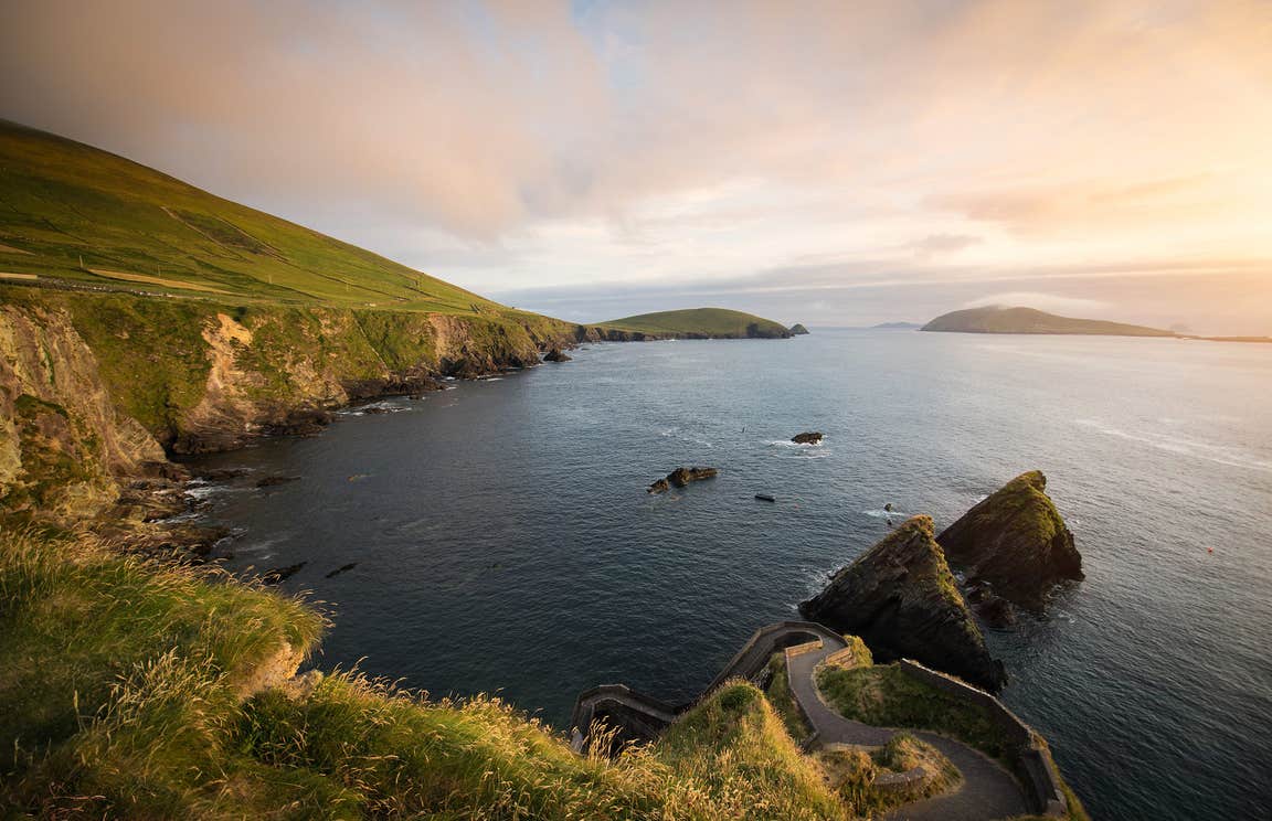 Sunset by the water at Dunquin Harbour in Co. Kerry