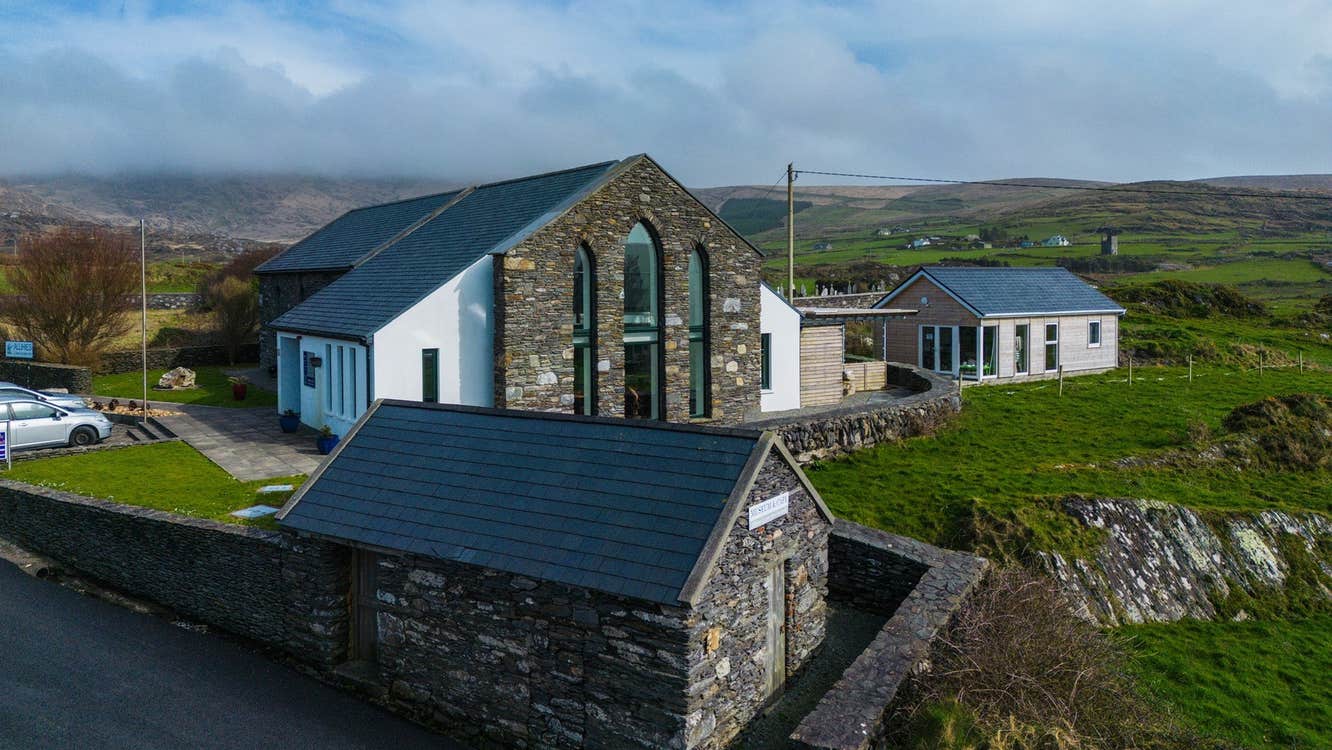 Exterior of a large building that resembles a church