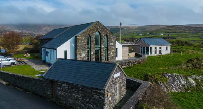 Exterior of a large building that resembles a church