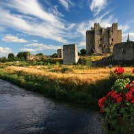 Trim Castle in County Meath and the river Boyne in the foreground of the photograph