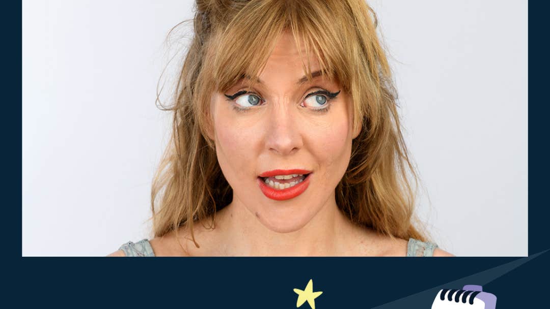 Carlow Comedy Festival with Aideen McQueen, poster with a woman looking upwards to her left.