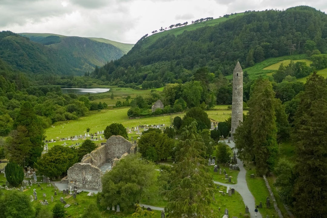 An aerial view of Glendalough