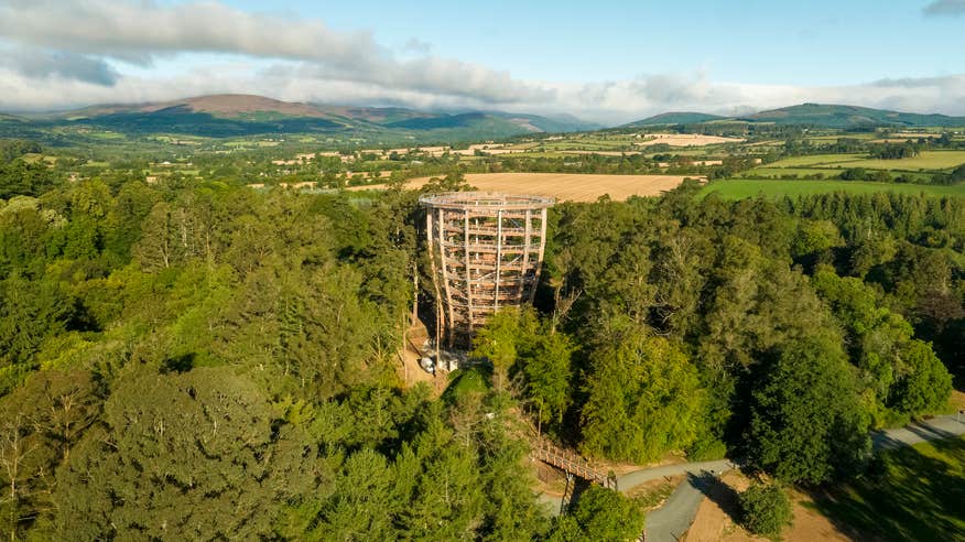 Aerial image of Beyond the Trees Avondale in County Wicklow